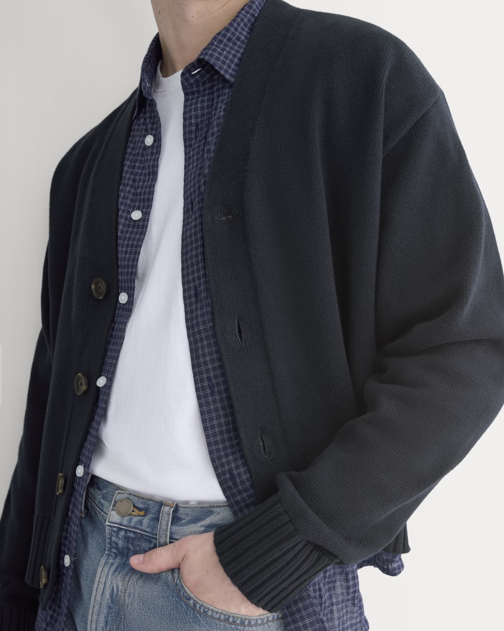 Cropped Cardigan in Everyday Cotton | Deep Navy - Image 4