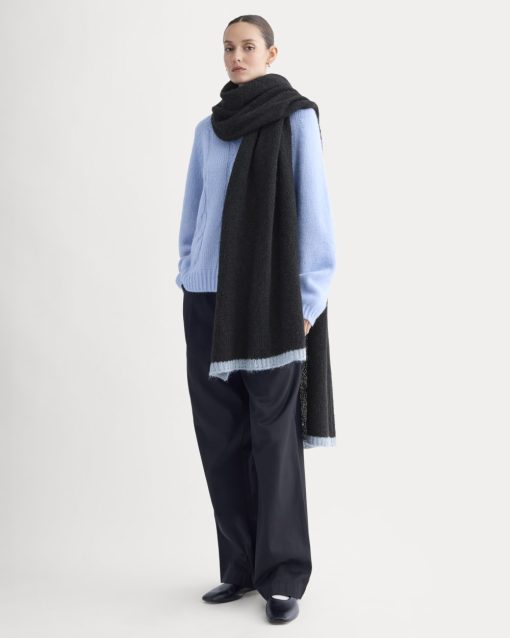 Alternative view of Plush Alpaca Scarf | Black/ Skyway