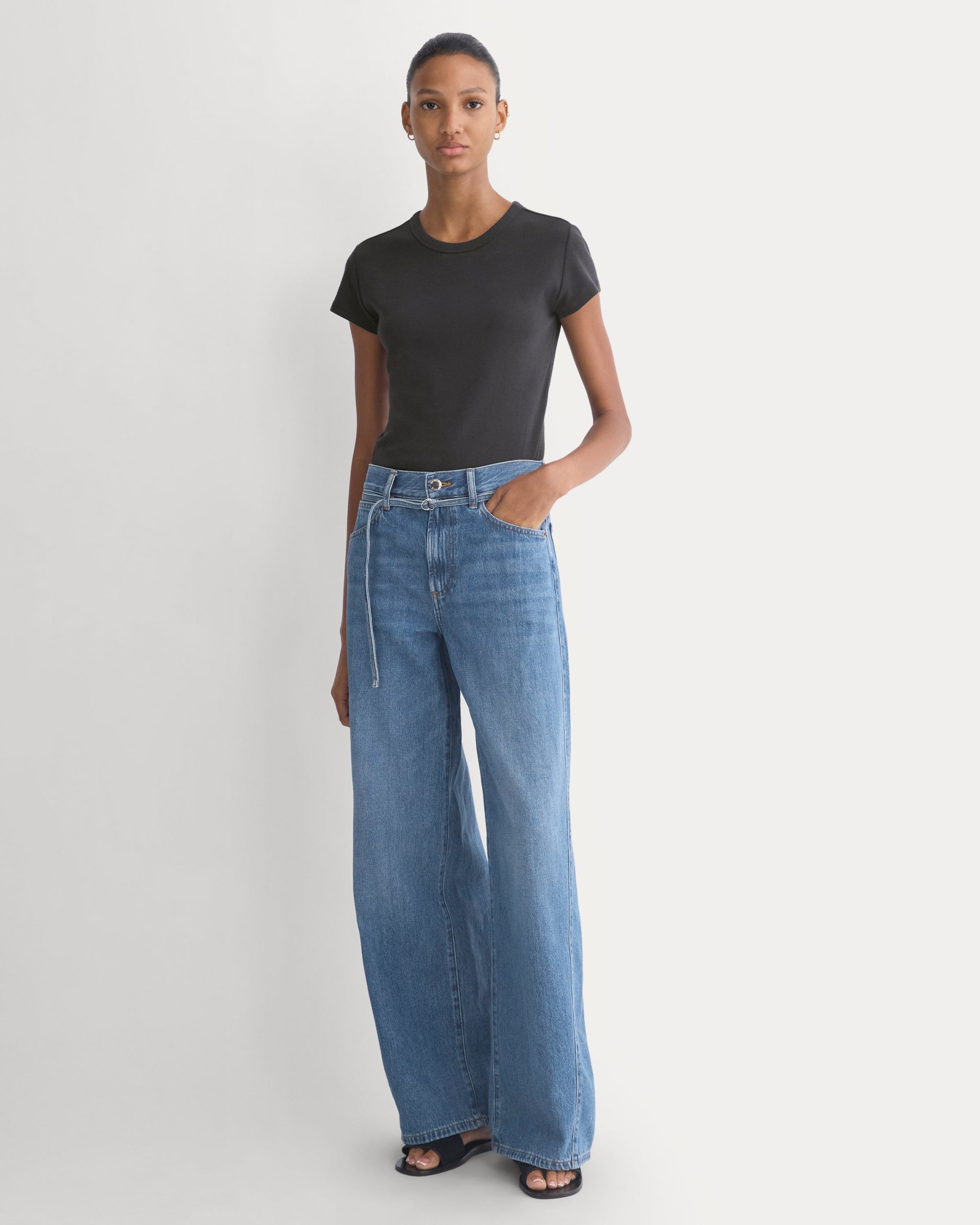 Lightweight Loose Wide-Leg Jean | Medium Indigo | Regular