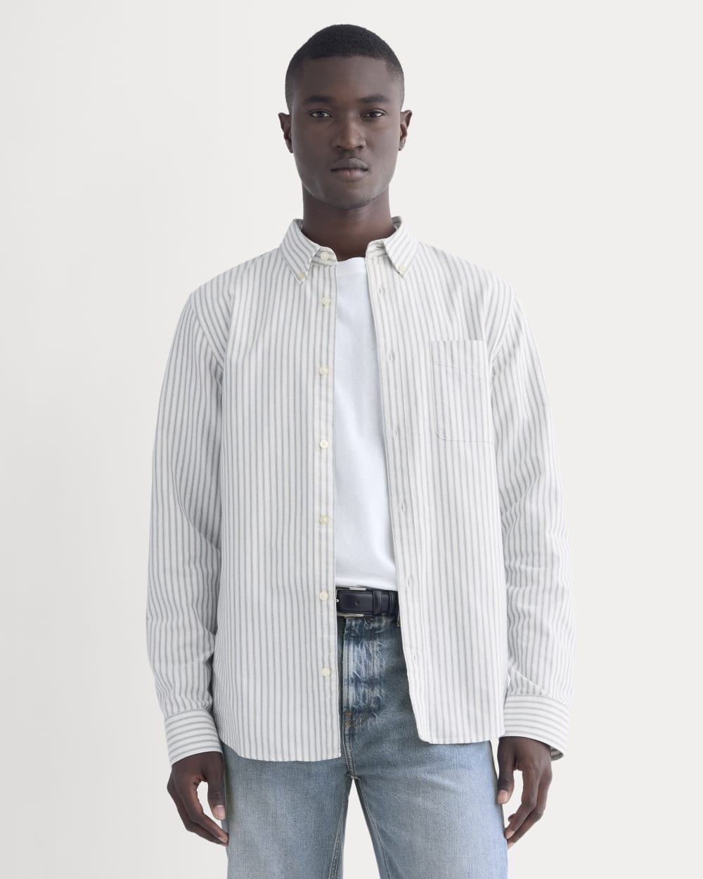 The Slim Oxford Shirt | Bone/Navy | Tall