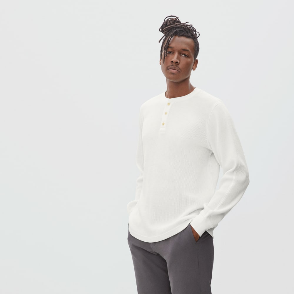 The Waffle Long-Sleeve Henley Tee | Off-White - Image 2