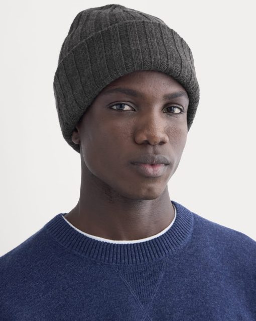 Alternative view of Chunky Ribbed Beanie | Heathered Soot
