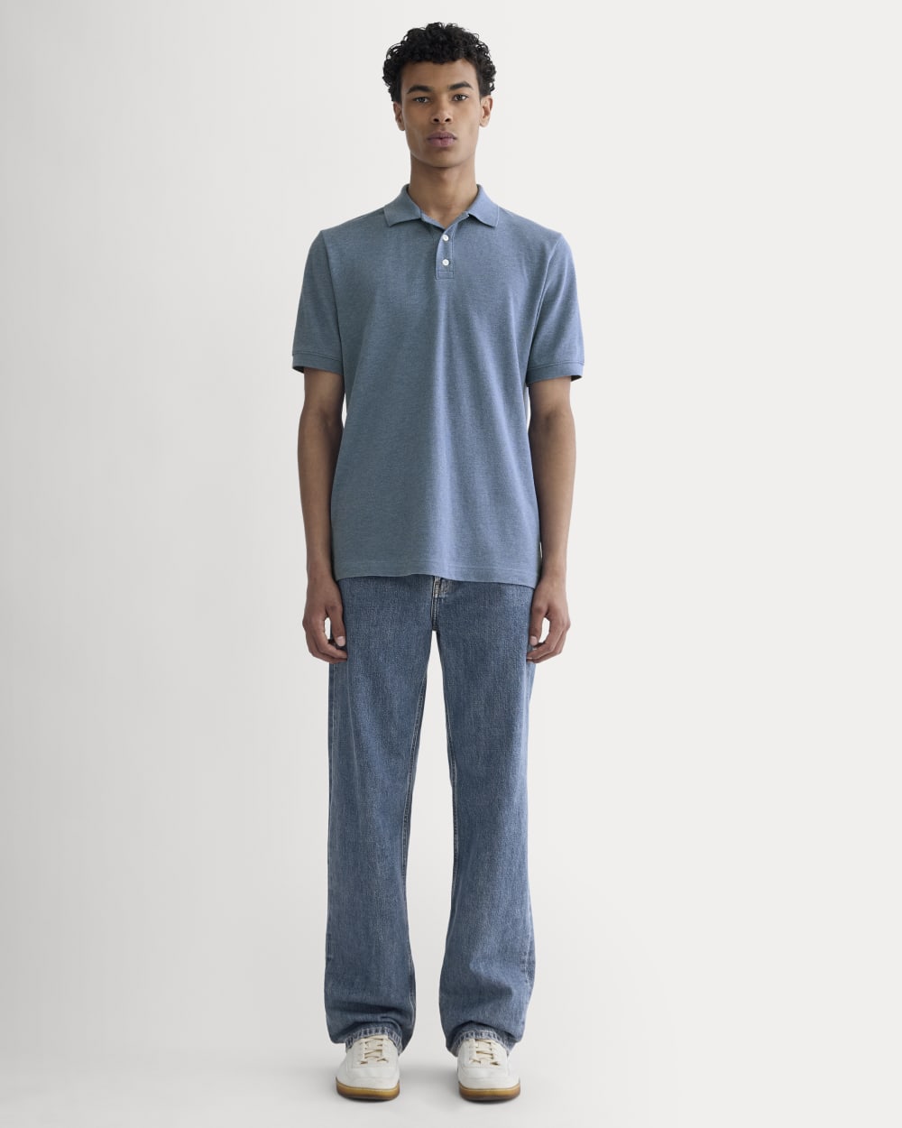 The Pique Polo | Heather Soft Cobalt - Image 3
