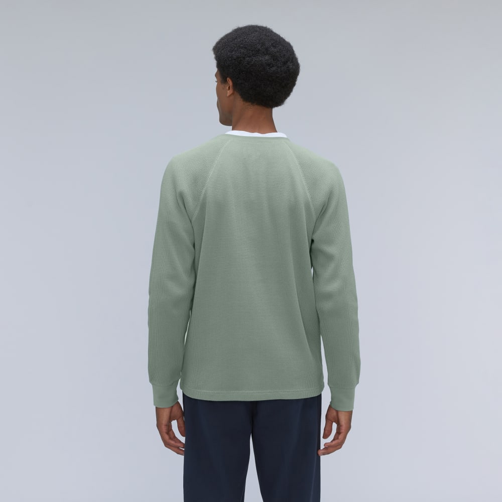 The Waffle Long-Sleeve Henley Tee | Lily Pad - Image 3