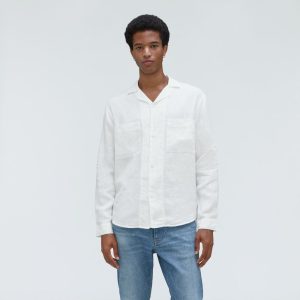 Alternative view of The Long Sleeve Linen Camp Shirt | White