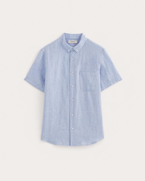 Alternative view of The Classic Short-Sleeve Shirt in Linen | Light Blue