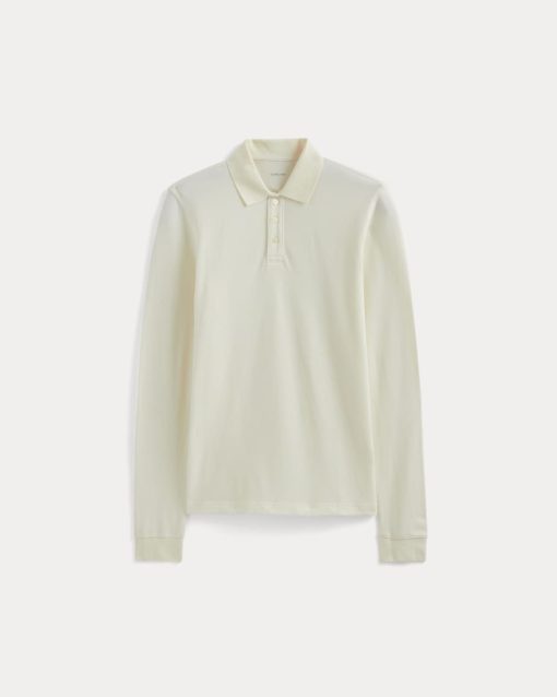 Alternative view of The Long-Sleeve Pique Polo | Bone
