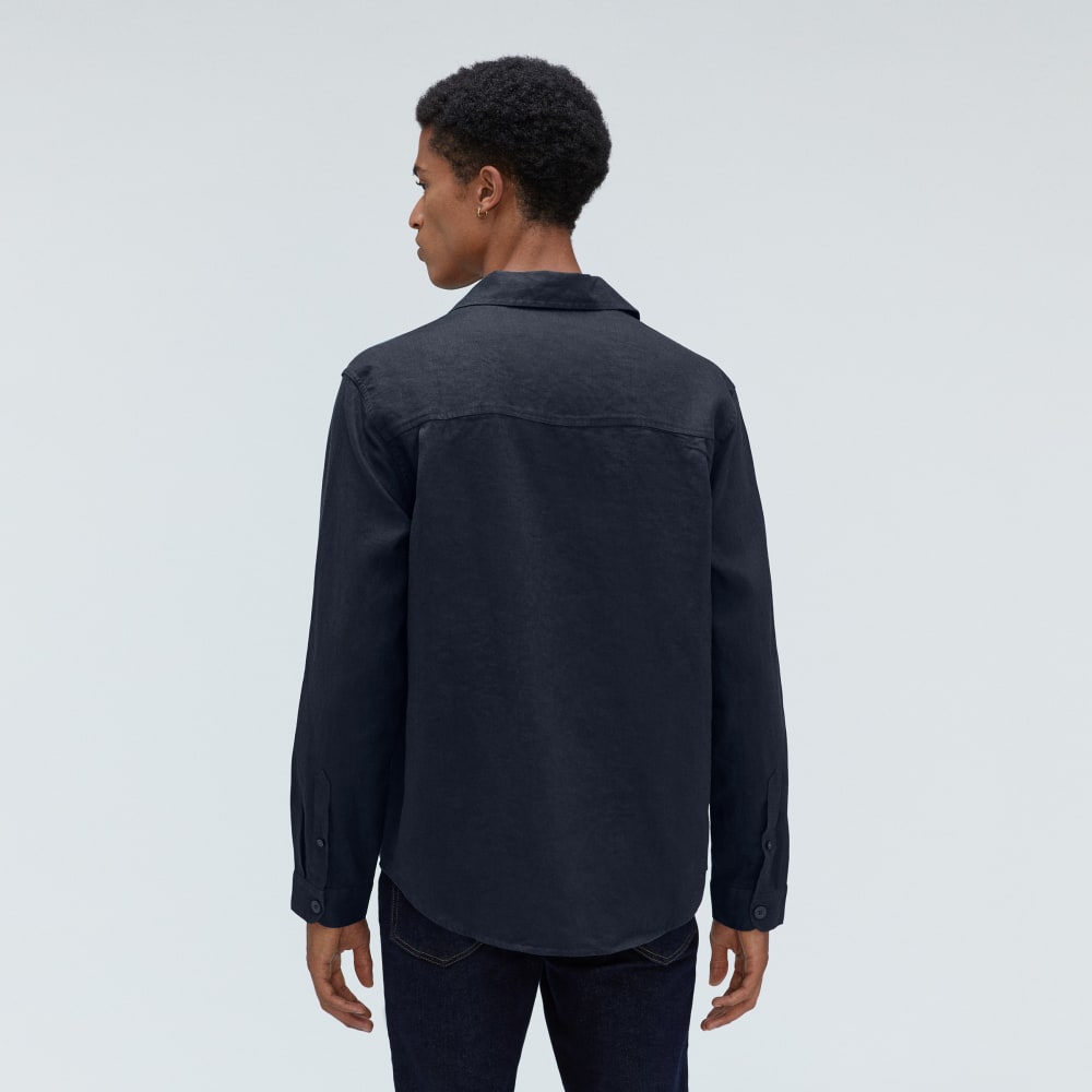 The Long Sleeve Linen Camp Shirt | Deep Navy - Image 3