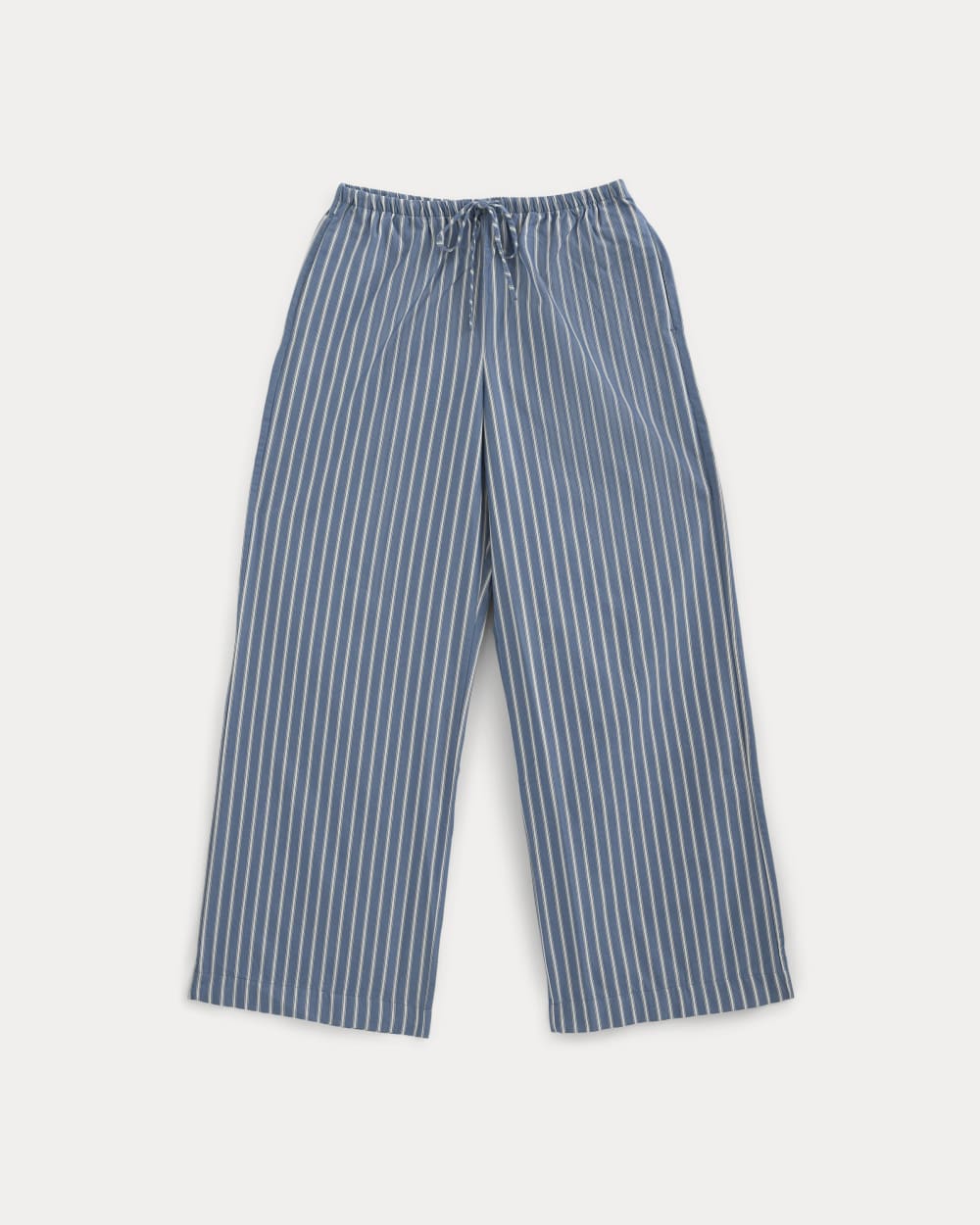 Wide-Leg Drawstring Pant in Washed Poplin | Dutch Blue / Bone - Image 2