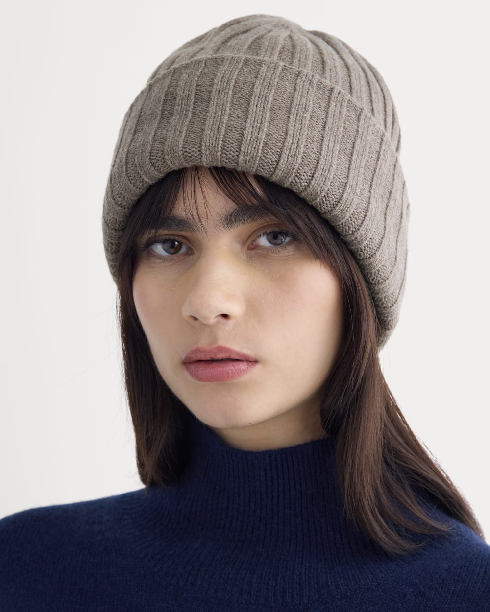 Chunky Ribbed Beanie | Taupe Melange - Image 2