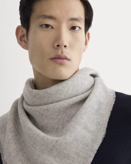 Alternative view of The Feather Cashmere Bandana | Heathered Grey