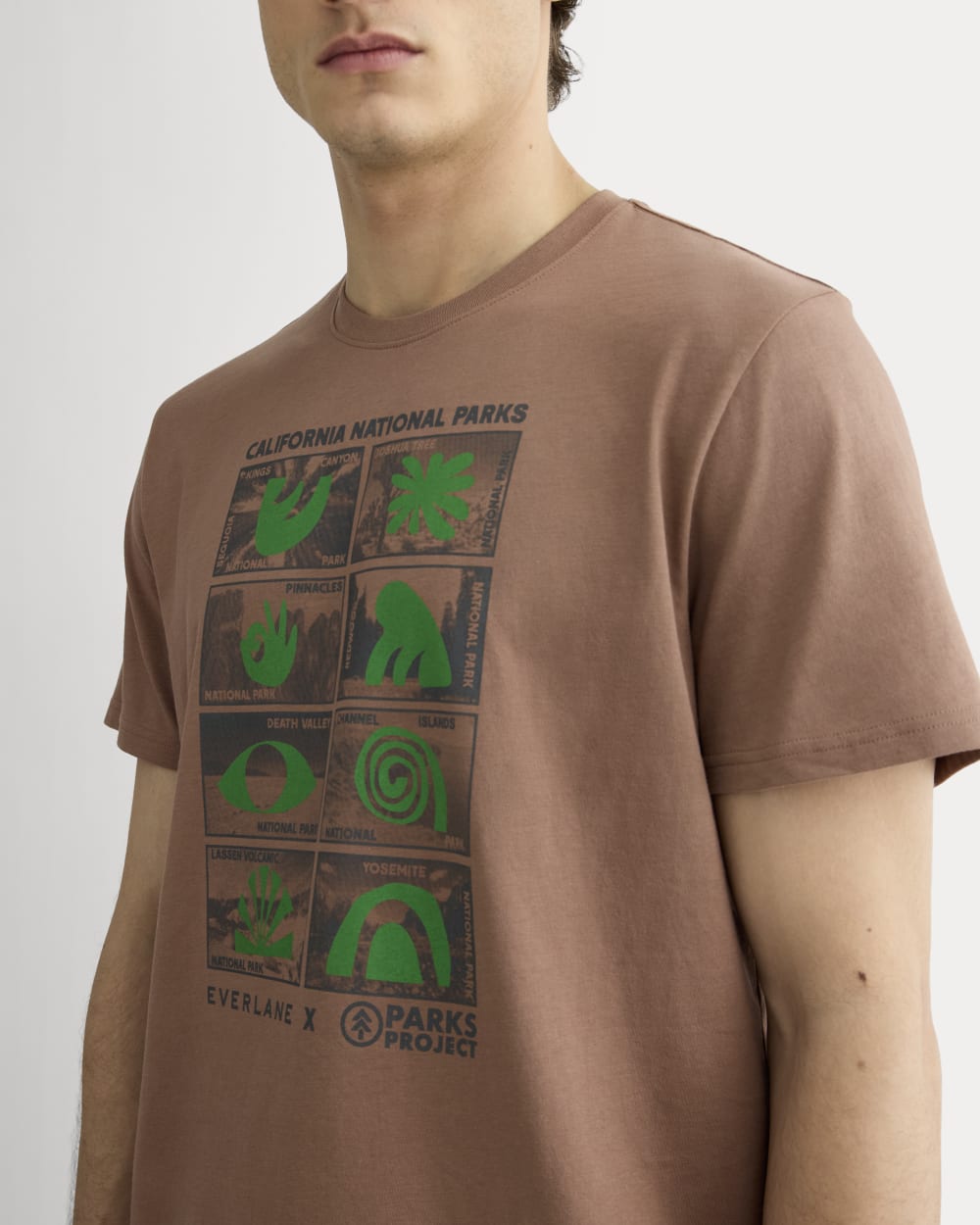 The Everlane x Parks Project Essential Organic Crew | Brown / Green / Forged Iron - Image 4