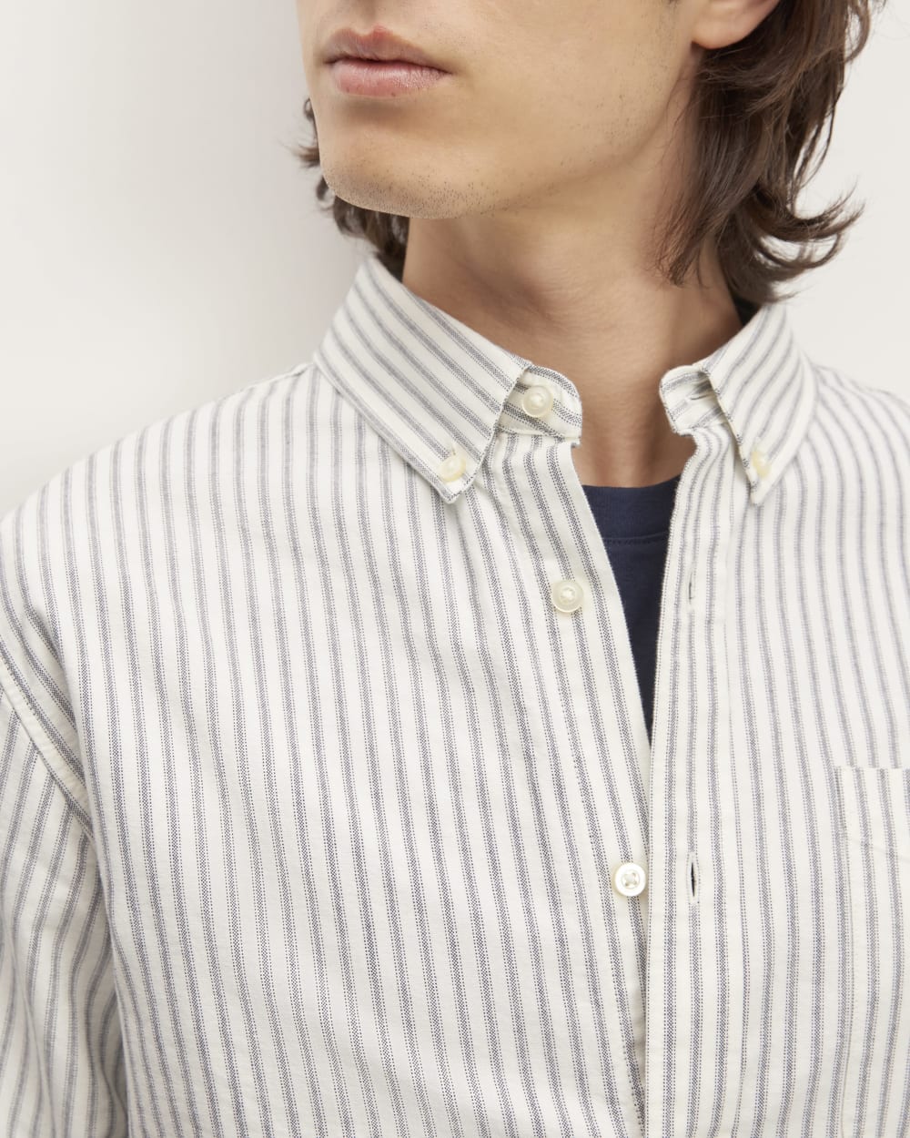 The Classic Oxford Shirt | Bone/Navy | Tall - Image 4