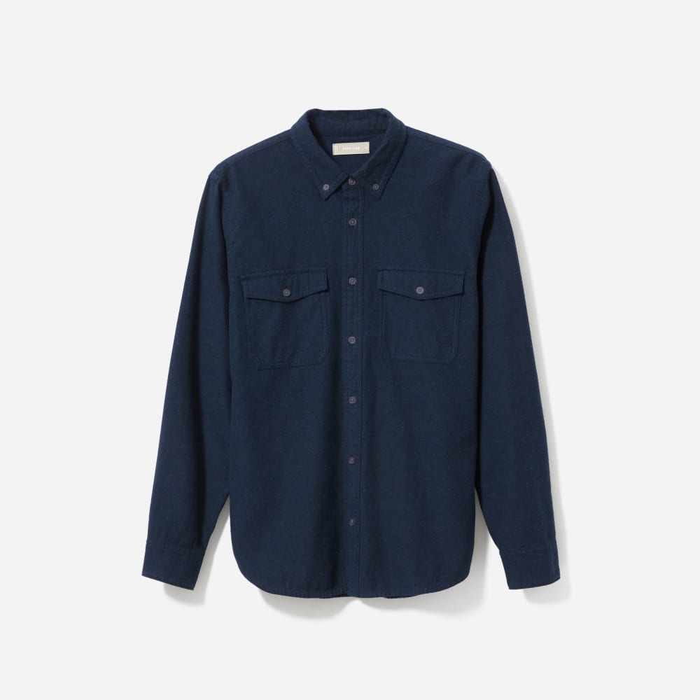 The Brushed Flannel Shirt | Heather Navy - Image 2