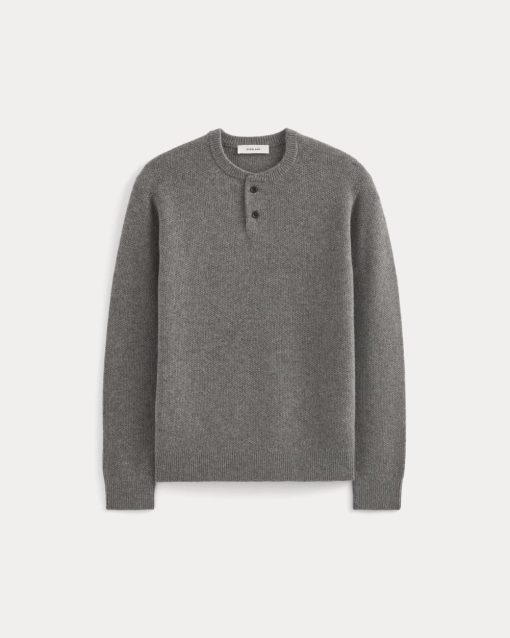Alternative view of Henley in Wool Cashmere | Heather Charcoal