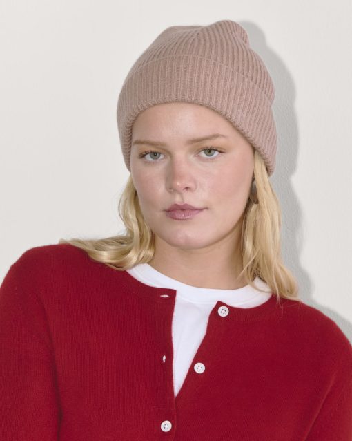 Alternative view of The Cashmere Ribbed Beanie | Dusty Rose
