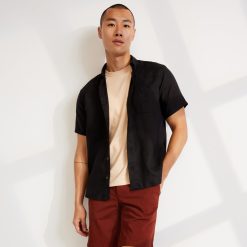 The Classic Short-Sleeve Shirt in Linen | Black