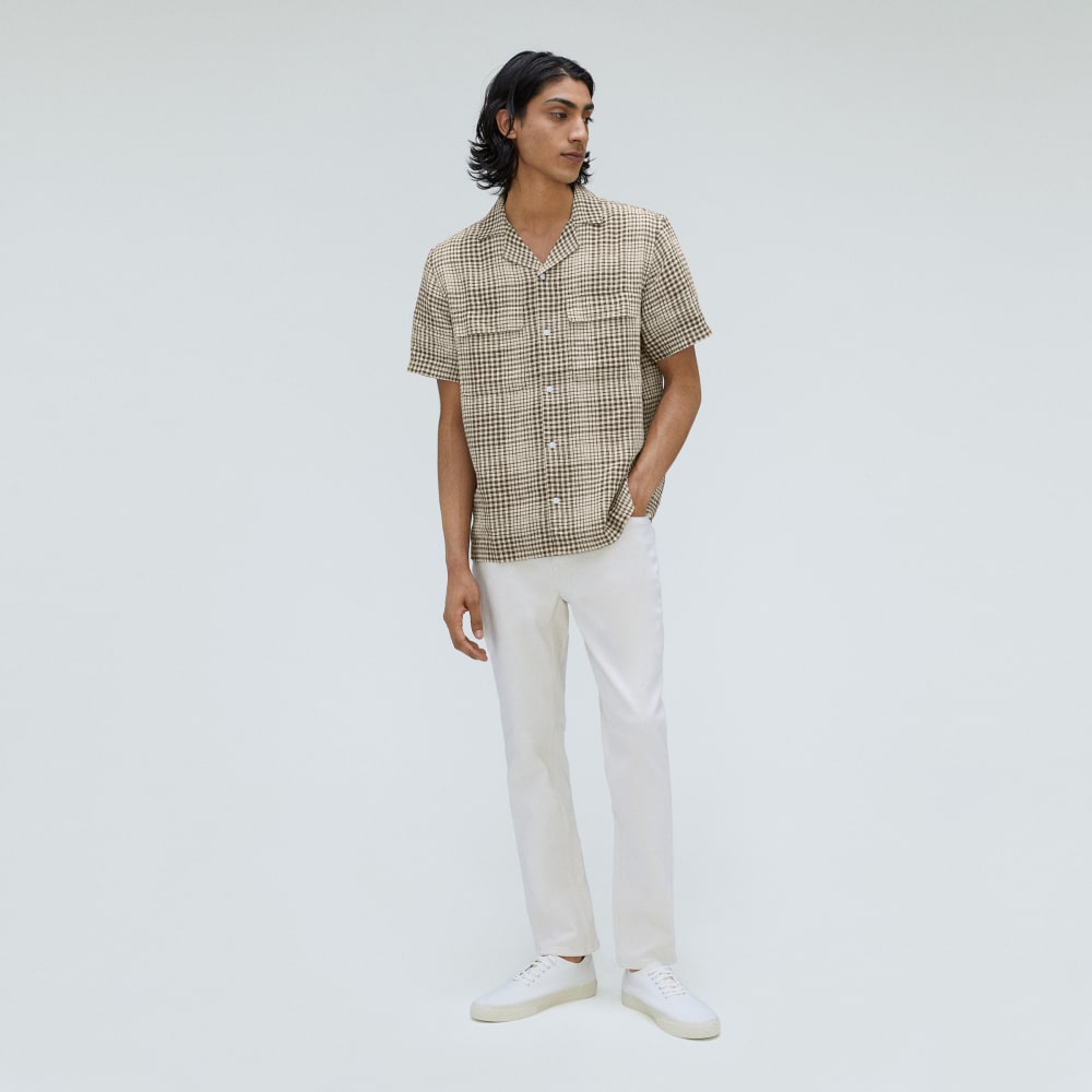 The Resort Shirt in Linen | Beech / Parchment Grid - Image 6