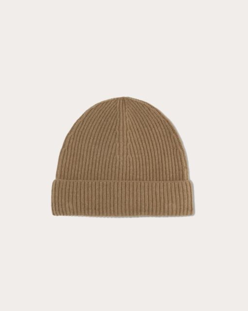 Alternative view of The Cashmere Ribbed Beanie | Tiger's Eye