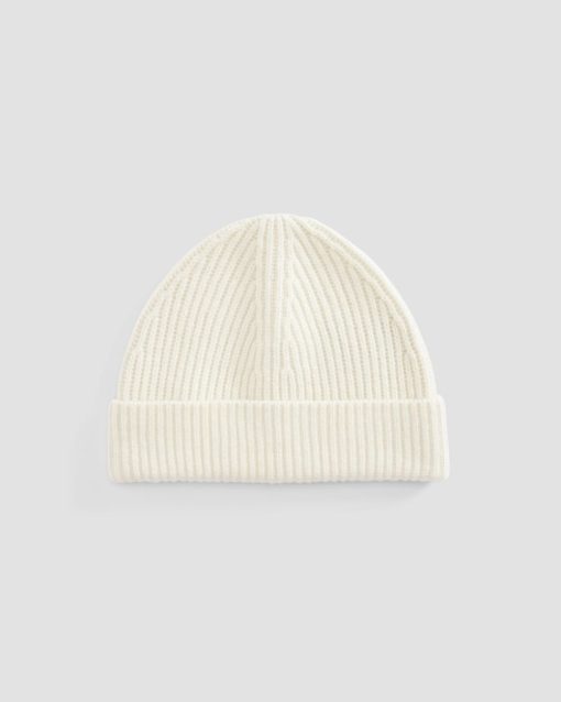 Alternative view of The Cashmere Fine Rib Beanie | Bone
