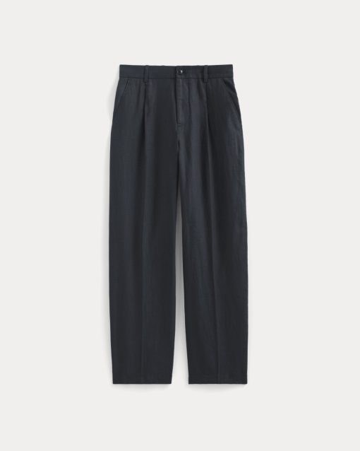 Alternative view of The Linen Pleated Trouser | Navy