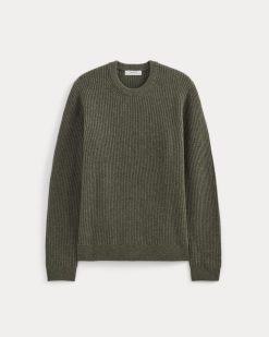 Alternative view of The Fisherman Crew in Wool Cashmere | Heathered Army Green