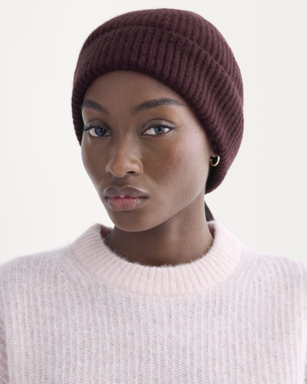 The Cashmere Ribbed Beanie | Wine - Image 2