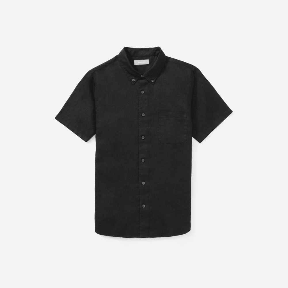 The Classic Short-Sleeve Shirt in Linen | Black - Image 2