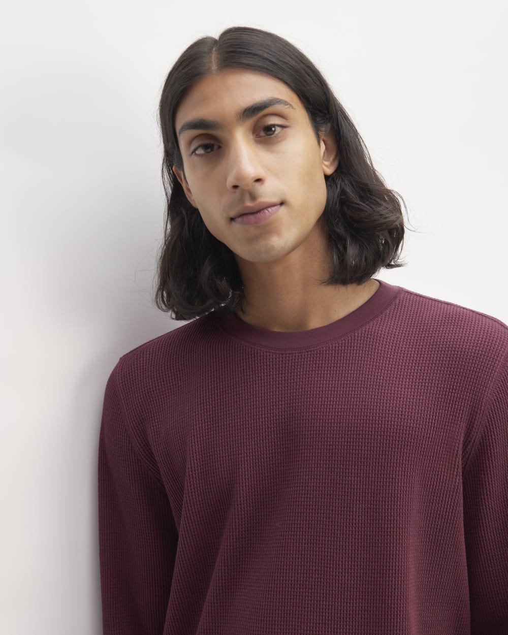 The Waffle Long-Sleeve Crew | Burgundy - Image 3