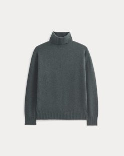 Alternative view of Luxe Merino Relaxed Turtleneck | Heather Midnight Navy