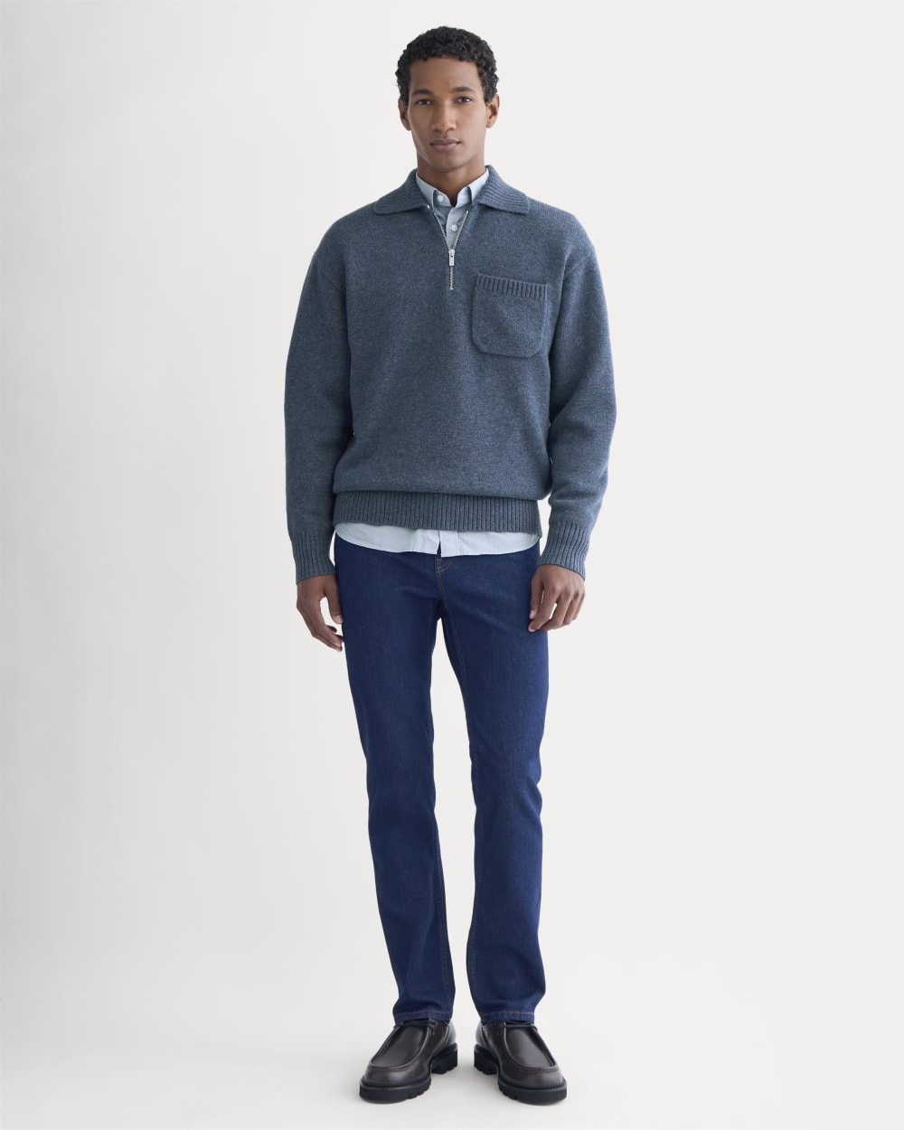 Luxe Merino Quarter-Zip Pullover | Heather Midnight Navy - Image 3
