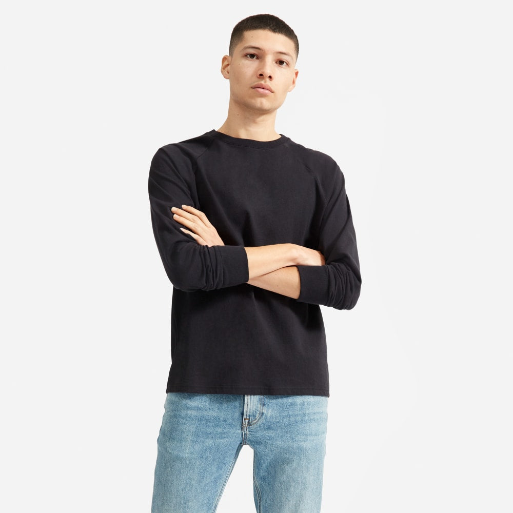 The Premium-Weight Long-Sleeve Crew | Uniform | Black - Image 2