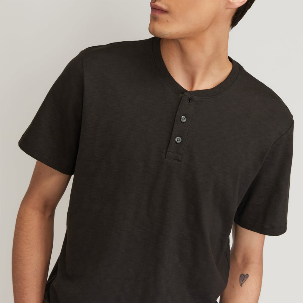 The Cotton Slub Henley | Black - Image 2