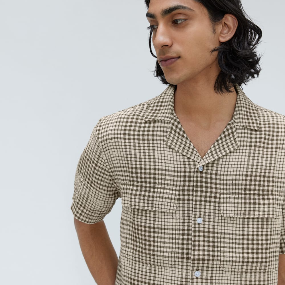 The Resort Shirt in Linen | Beech / Parchment Grid - Image 4