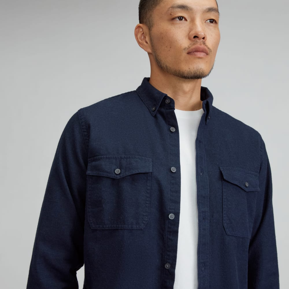 The Brushed Flannel Shirt | Heather Navy - Image 4
