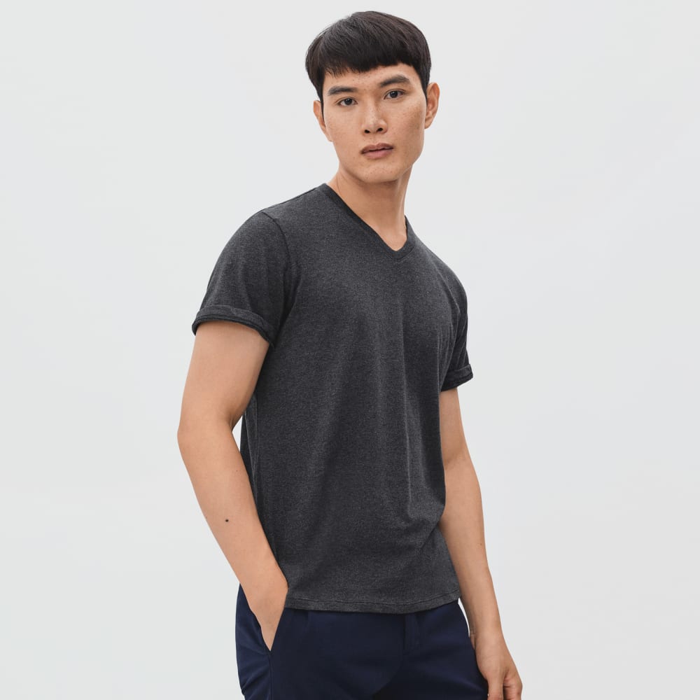 The Organic Cotton V-Neck Tee | Heather Charcoal - Image 2