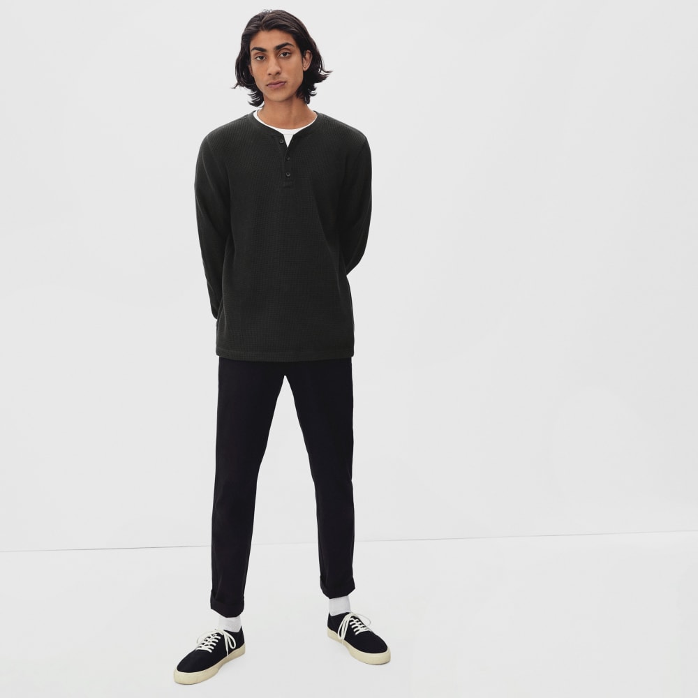 The Waffle Long-Sleeve Henley Tee | Black - Image 5