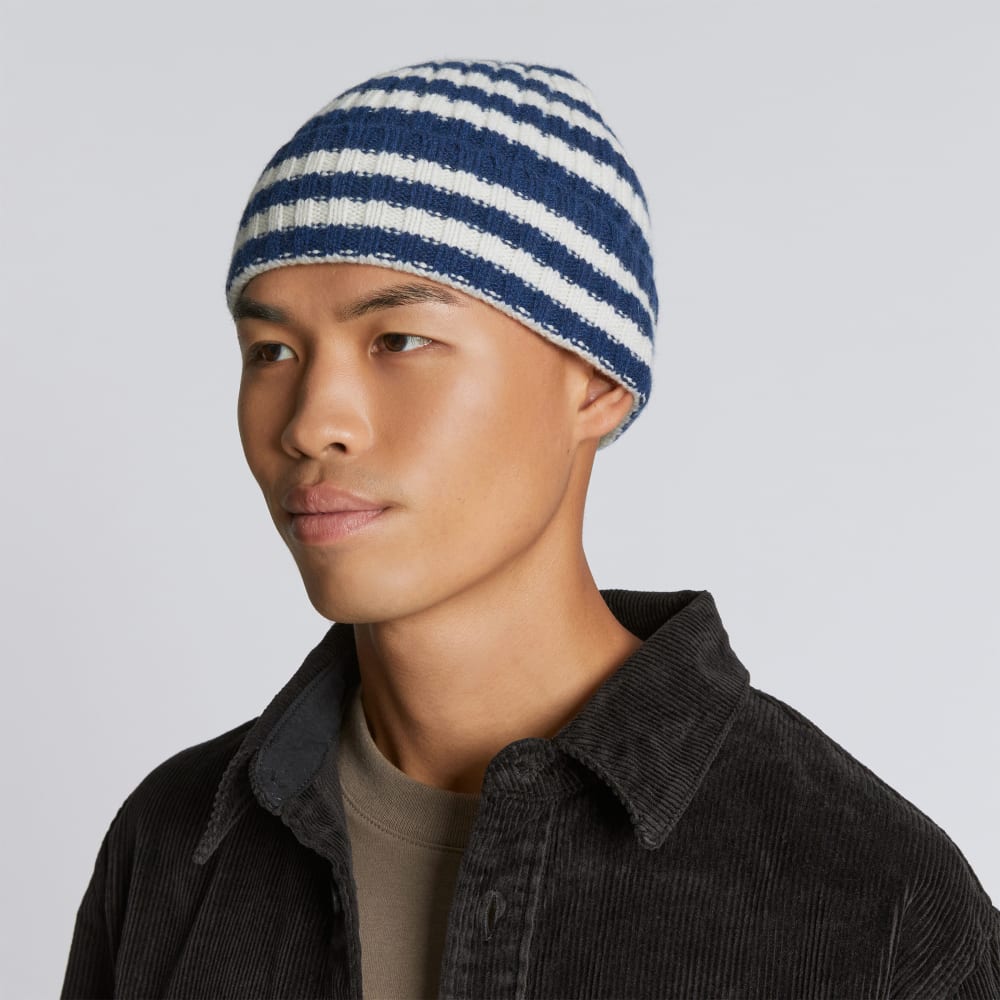 The Cashmere Beanie | Bright Navy / Bone - Image 3
