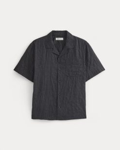 Alternative view of Textured Voile Resort Shirt | Black Plaid