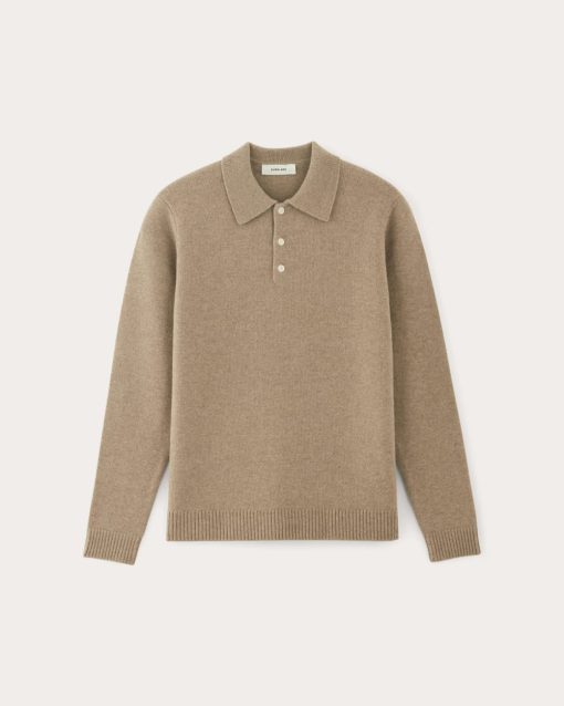Alternative view of The Classic Polo in Luxe Merino | Oat Melange