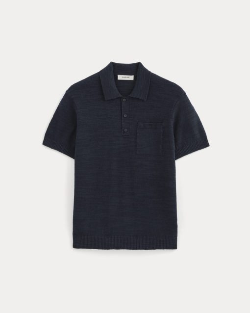 Alternative view of The Cotton Linen Polo | Navy