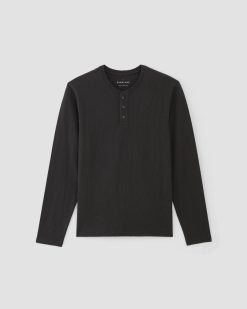 Alternative view of The Slub Long-Sleeve Henley | Black