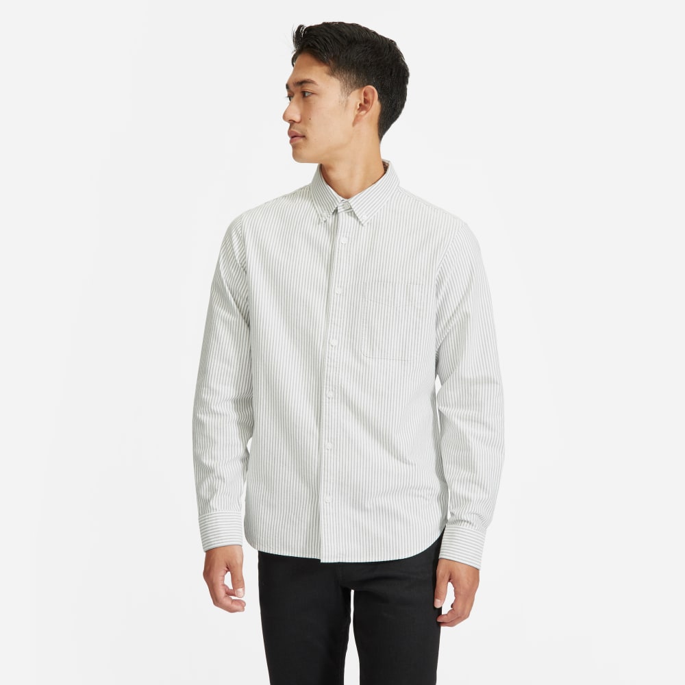The Standard Fit Japanese Oxford Shirt | Uniform | White / Black Stripe | Standard - Image 2