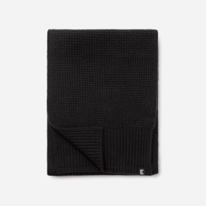 Alternative view of The Felted Merino Waffle-Knit Scarf | Black