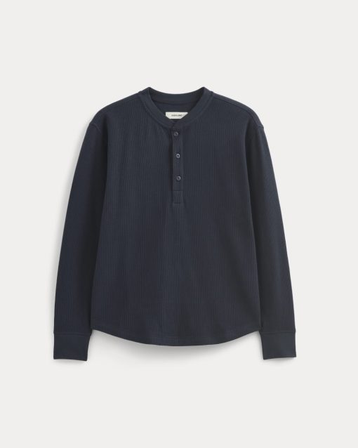 Alternative view of Thermal Henley in Cozy Waffle | Navy