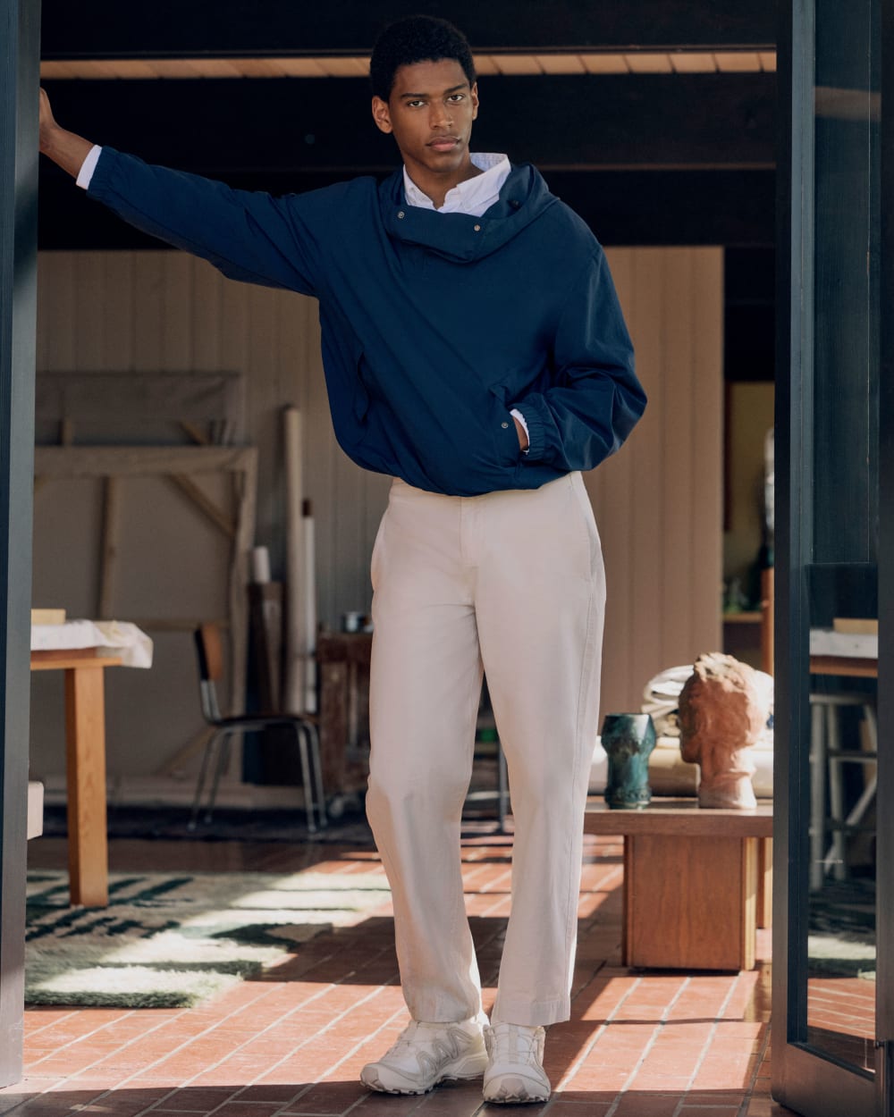 Cropped Slub Trouser | Peyote - Image 4