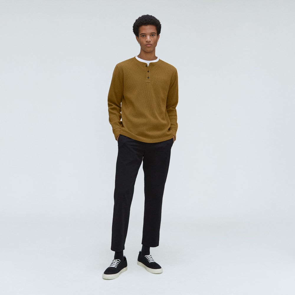 The Waffle Long-Sleeve Henley Tee | Tapenade - Image 4