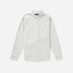 The Standard Fit Japanese Oxford Shirt | Uniform | White / Black Stripe | Tall