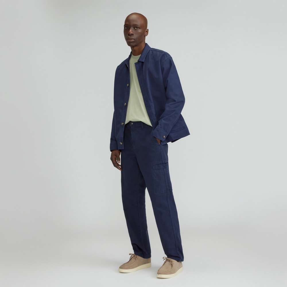 The Organic Cotton Herringbone Utility Jacket | Navy - Image 6