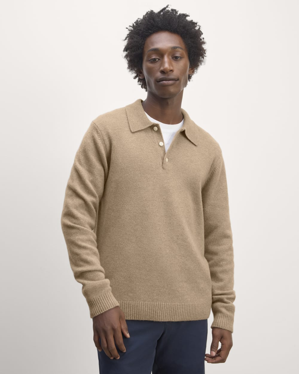 The Classic Polo in Luxe Merino | Oat Melange